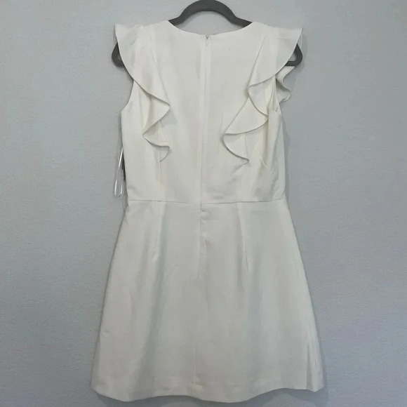 French Connection Dress Womens Medium Whisper Ruffle White Minidress Sleeveless - Picture 8 of 10